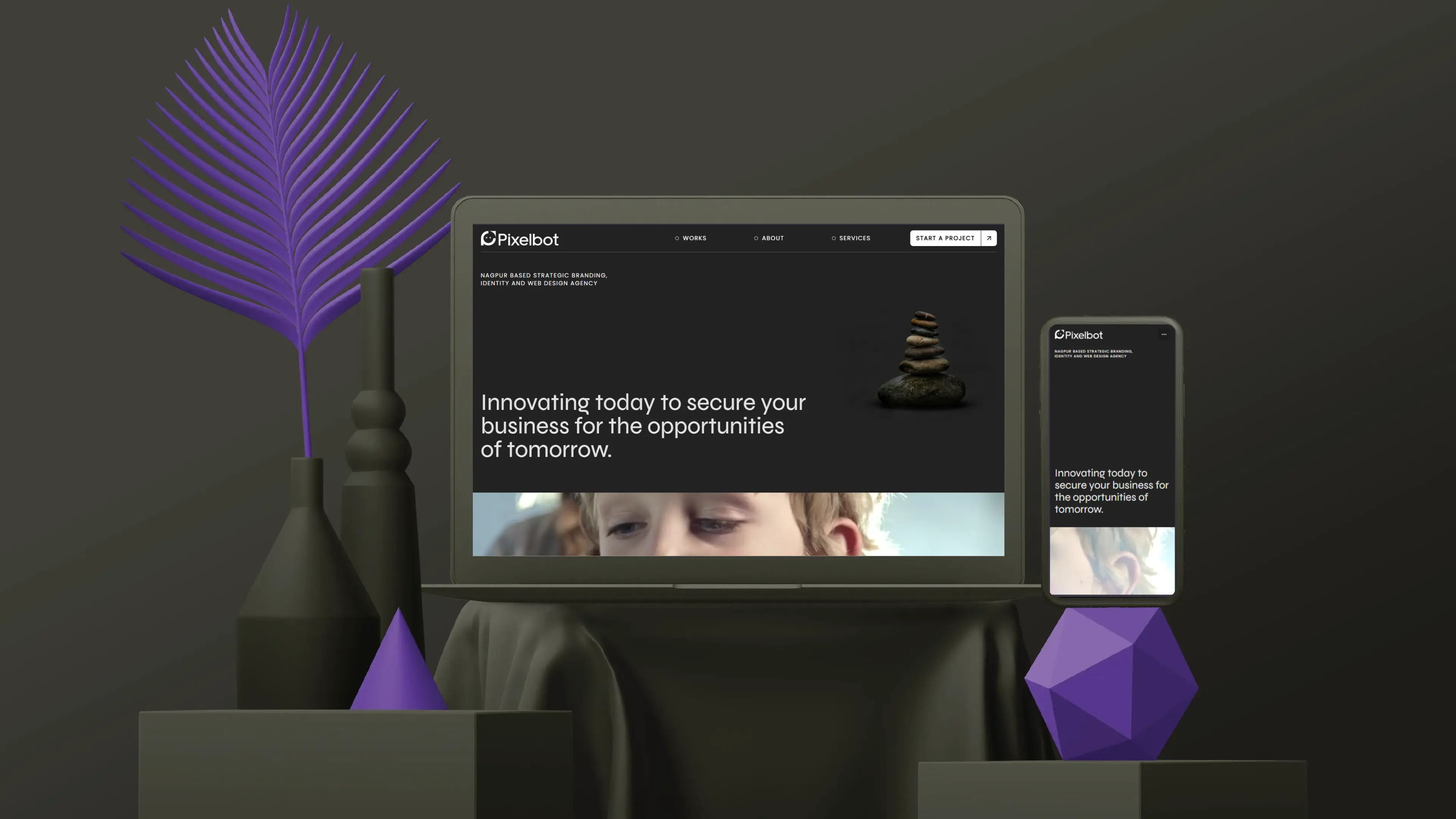 A modern design studio interior with workstations and creative tools.